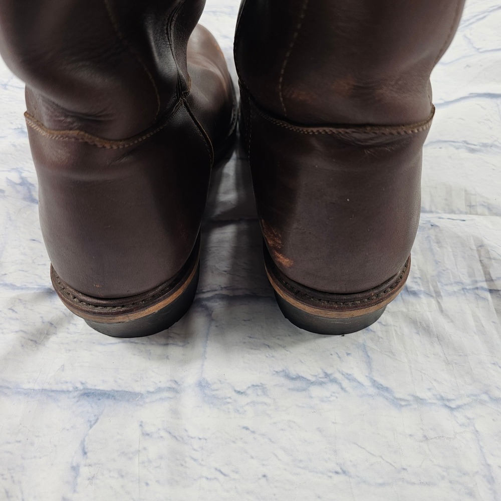JH Hall Lineman Pull On Boots MENS 10 Brown Leather Western Work Lug Sole - Picture 11 of 14